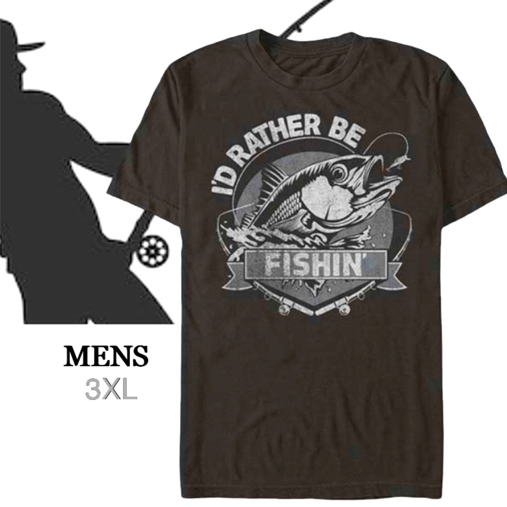 I'd Rather Be Fishing 100% Cotton T-Shirt Size 3XL. Fisherman Pride. Funny. NEW